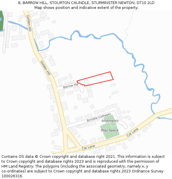 8, BARROW HILL, STOURTON CAUNDLE, STURMINSTER NEWTON, DT10 2LD: Location map and indicative extent of plot