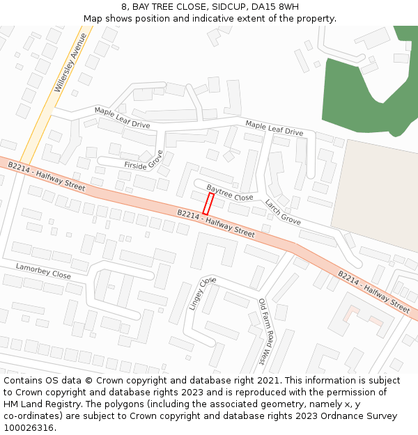 8, BAY TREE CLOSE, SIDCUP, DA15 8WH: Location map and indicative extent of plot