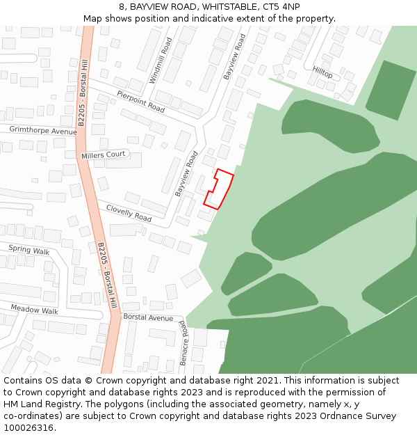 8, BAYVIEW ROAD, WHITSTABLE, CT5 4NP: Location map and indicative extent of plot