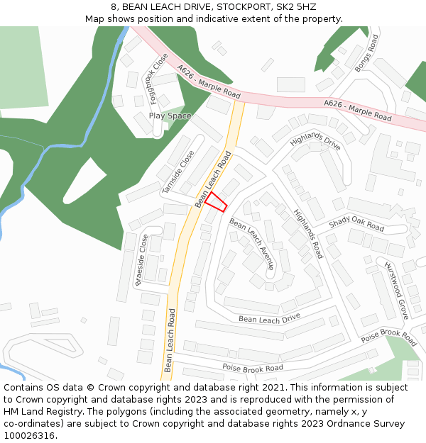 8, BEAN LEACH DRIVE, STOCKPORT, SK2 5HZ: Location map and indicative extent of plot