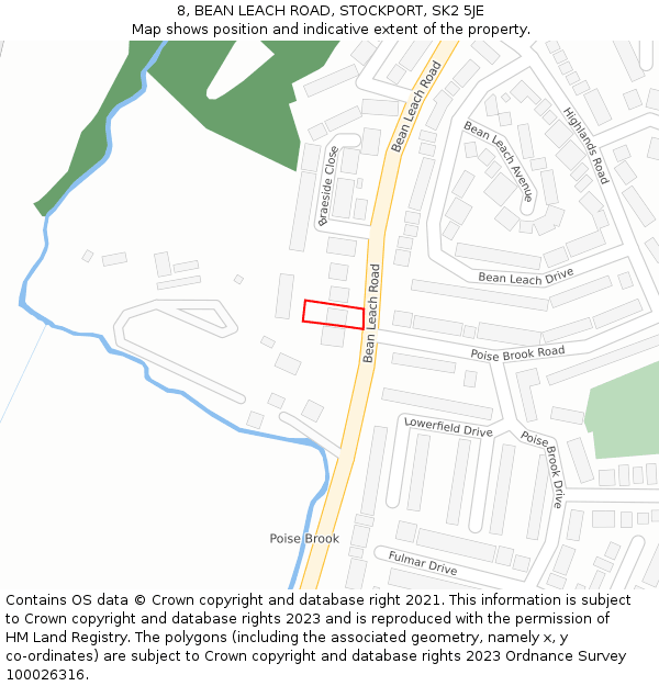 8, BEAN LEACH ROAD, STOCKPORT, SK2 5JE: Location map and indicative extent of plot