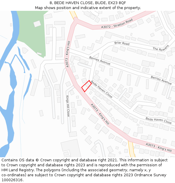 8, BEDE HAVEN CLOSE, BUDE, EX23 8QF: Location map and indicative extent of plot