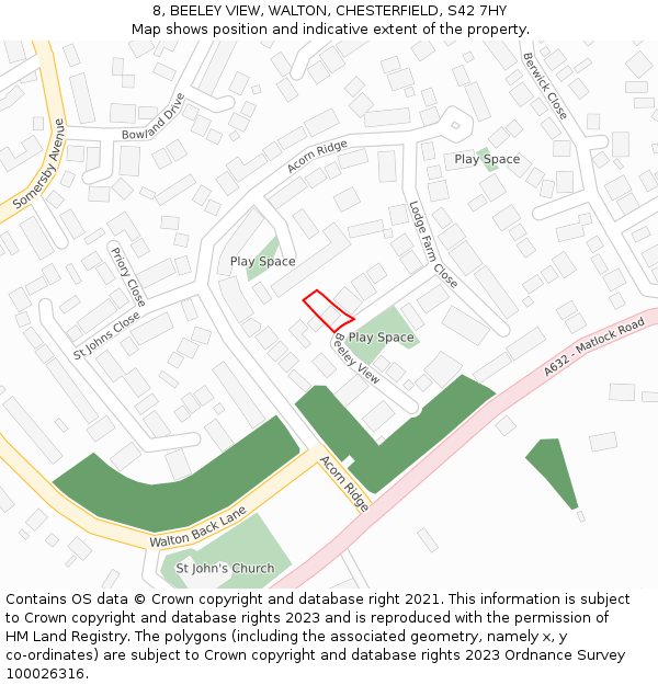 8, BEELEY VIEW, WALTON, CHESTERFIELD, S42 7HY: Location map and indicative extent of plot