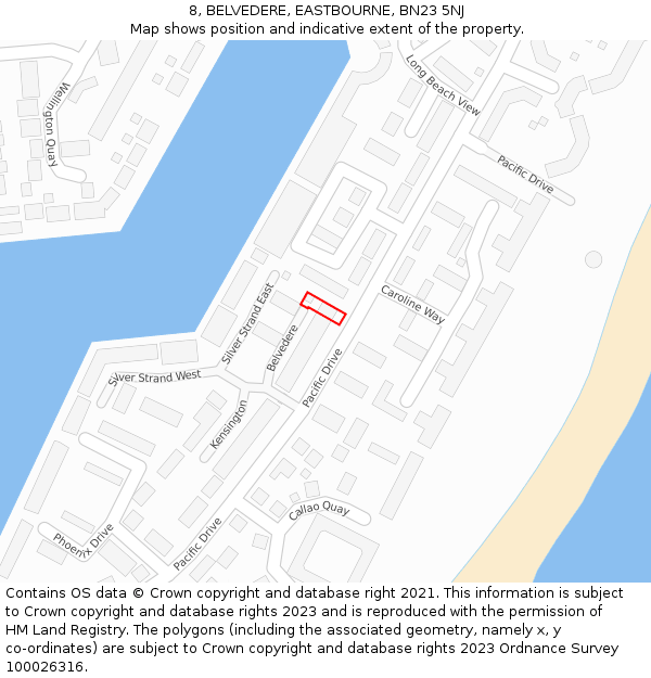 8, BELVEDERE, EASTBOURNE, BN23 5NJ: Location map and indicative extent of plot