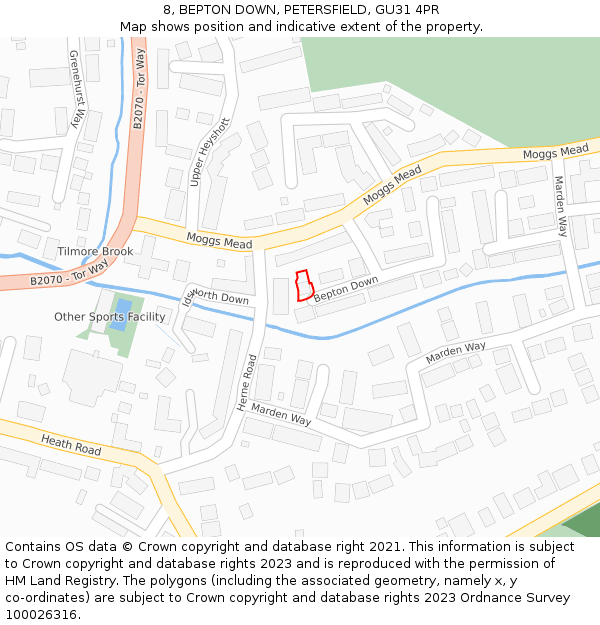 8, BEPTON DOWN, PETERSFIELD, GU31 4PR: Location map and indicative extent of plot
