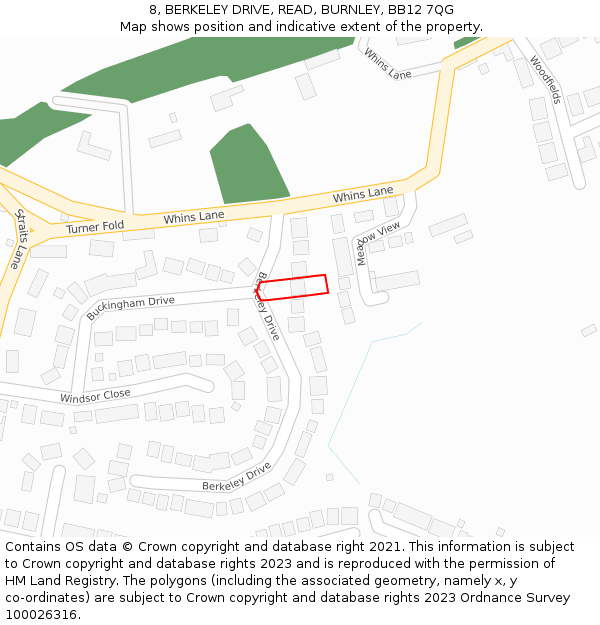 8, BERKELEY DRIVE, READ, BURNLEY, BB12 7QG: Location map and indicative extent of plot