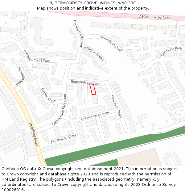 8, BERMONDSEY GROVE, WIDNES, WA8 3BG: Location map and indicative extent of plot