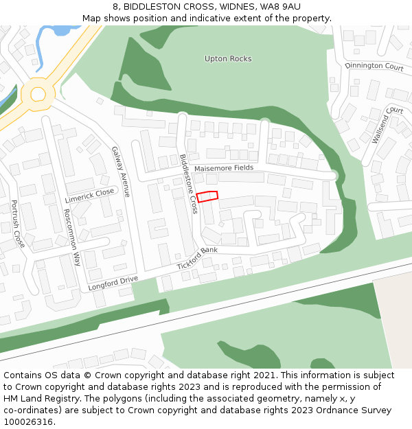 8, BIDDLESTON CROSS, WIDNES, WA8 9AU: Location map and indicative extent of plot
