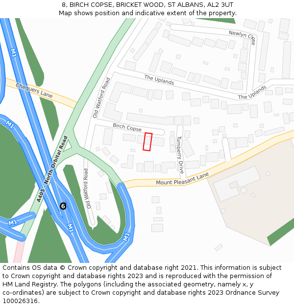 8, BIRCH COPSE, BRICKET WOOD, ST ALBANS, AL2 3UT: Location map and indicative extent of plot