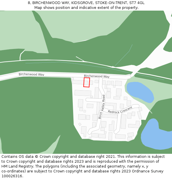 8, BIRCHENWOOD WAY, KIDSGROVE, STOKE-ON-TRENT, ST7 4GL: Location map and indicative extent of plot