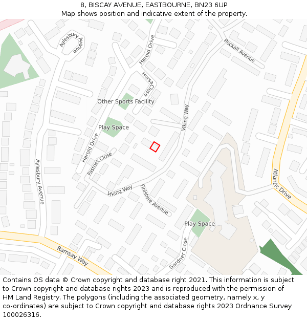 8, BISCAY AVENUE, EASTBOURNE, BN23 6UP: Location map and indicative extent of plot