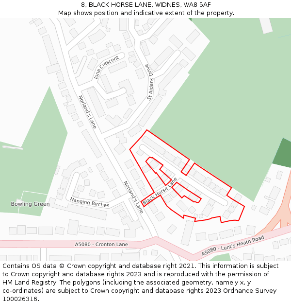 8, BLACK HORSE LANE, WIDNES, WA8 5AF: Location map and indicative extent of plot