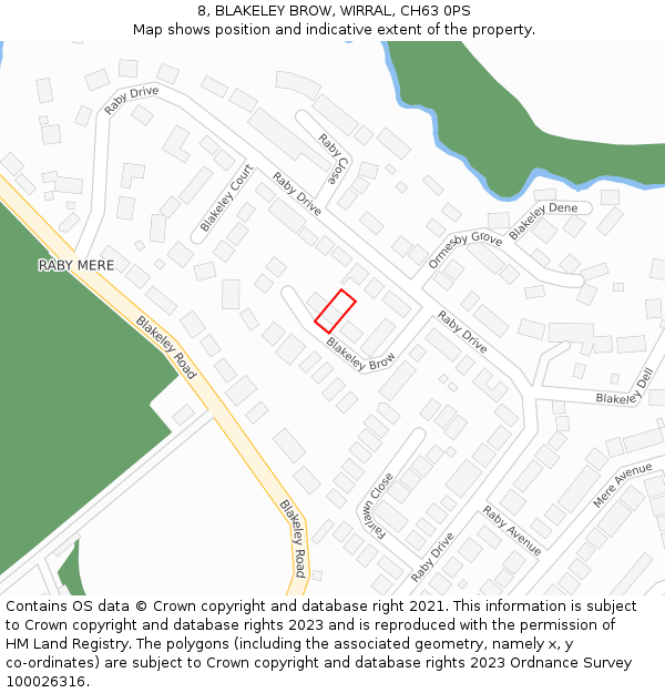8, BLAKELEY BROW, WIRRAL, CH63 0PS: Location map and indicative extent of plot