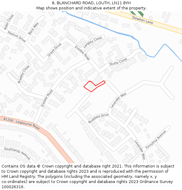 8, BLANCHARD ROAD, LOUTH, LN11 8YH: Location map and indicative extent of plot