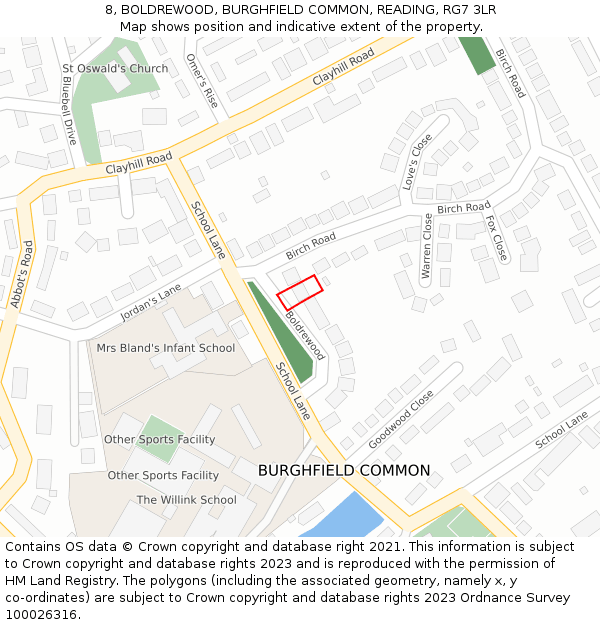 8, BOLDREWOOD, BURGHFIELD COMMON, READING, RG7 3LR: Location map and indicative extent of plot