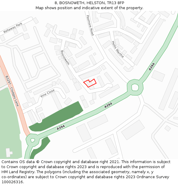8, BOSNOWETH, HELSTON, TR13 8FP: Location map and indicative extent of plot