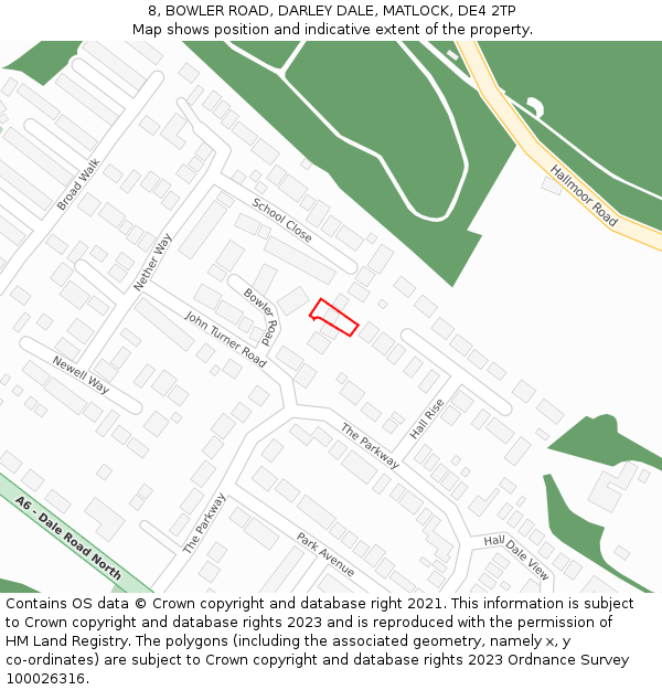 8, BOWLER ROAD, DARLEY DALE, MATLOCK, DE4 2TP: Location map and indicative extent of plot