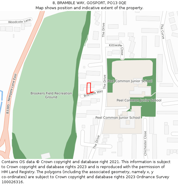 8, BRAMBLE WAY, GOSPORT, PO13 0QE: Location map and indicative extent of plot