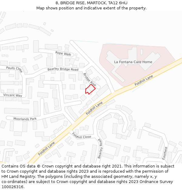 8, BRIDGE RISE, MARTOCK, TA12 6HU: Location map and indicative extent of plot