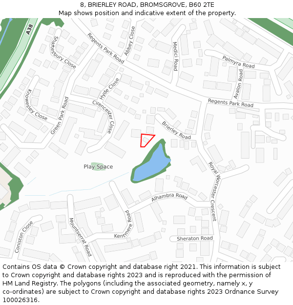 8, BRIERLEY ROAD, BROMSGROVE, B60 2TE: Location map and indicative extent of plot