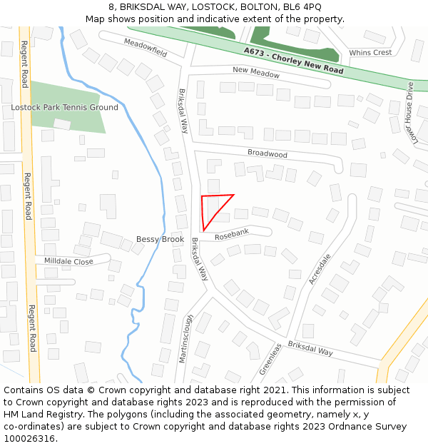 8, BRIKSDAL WAY, LOSTOCK, BOLTON, BL6 4PQ: Location map and indicative extent of plot