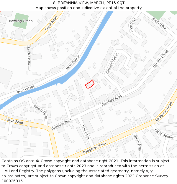 8, BRITANNIA VIEW, MARCH, PE15 9QT: Location map and indicative extent of plot