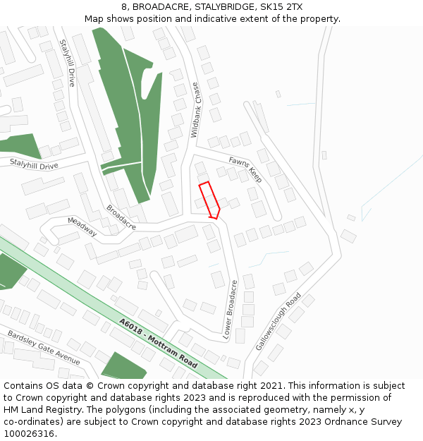 8, BROADACRE, STALYBRIDGE, SK15 2TX: Location map and indicative extent of plot