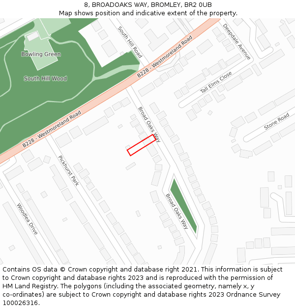 8, BROADOAKS WAY, BROMLEY, BR2 0UB: Location map and indicative extent of plot