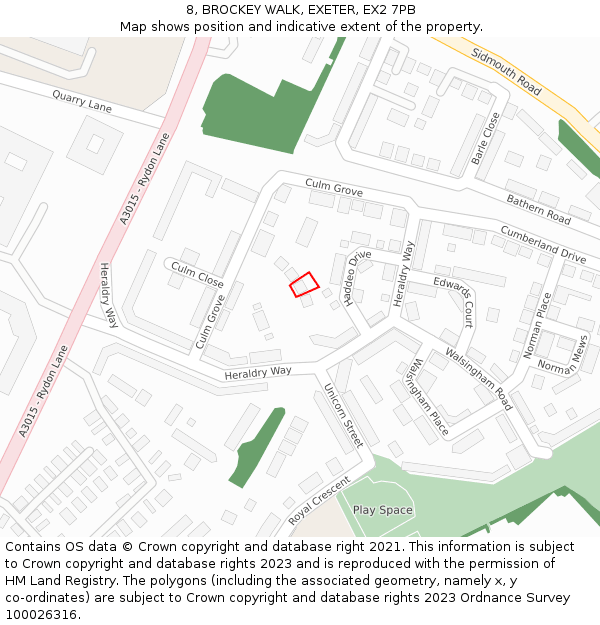 8, BROCKEY WALK, EXETER, EX2 7PB: Location map and indicative extent of plot