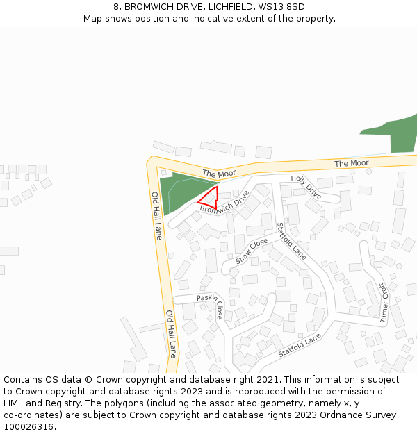 8, BROMWICH DRIVE, LICHFIELD, WS13 8SD: Location map and indicative extent of plot