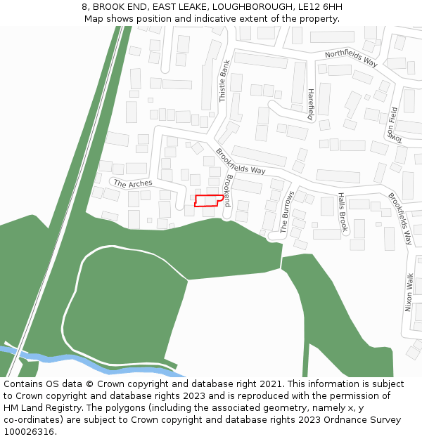 8, BROOK END, EAST LEAKE, LOUGHBOROUGH, LE12 6HH: Location map and indicative extent of plot