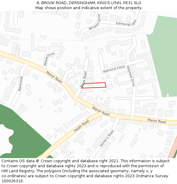 8, BROOK ROAD, DERSINGHAM, KING'S LYNN, PE31 6LG: Location map and indicative extent of plot