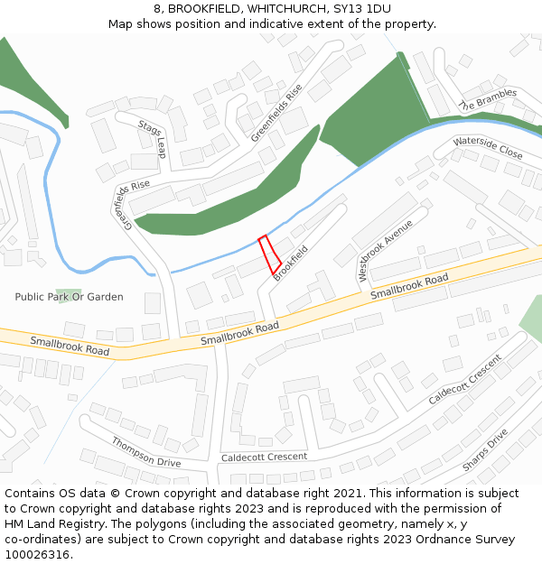 8, BROOKFIELD, WHITCHURCH, SY13 1DU: Location map and indicative extent of plot