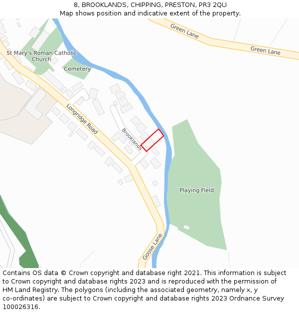 8, BROOKLANDS, CHIPPING, PRESTON, PR3 2QU: Location map and indicative extent of plot