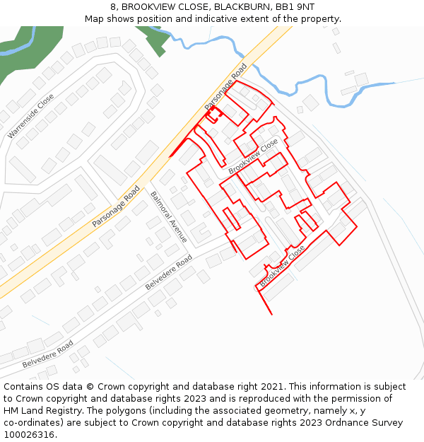 8, BROOKVIEW CLOSE, BLACKBURN, BB1 9NT: Location map and indicative extent of plot