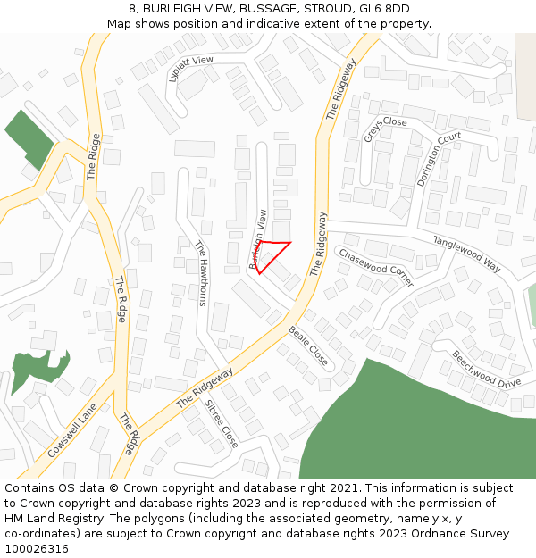 8, BURLEIGH VIEW, BUSSAGE, STROUD, GL6 8DD: Location map and indicative extent of plot