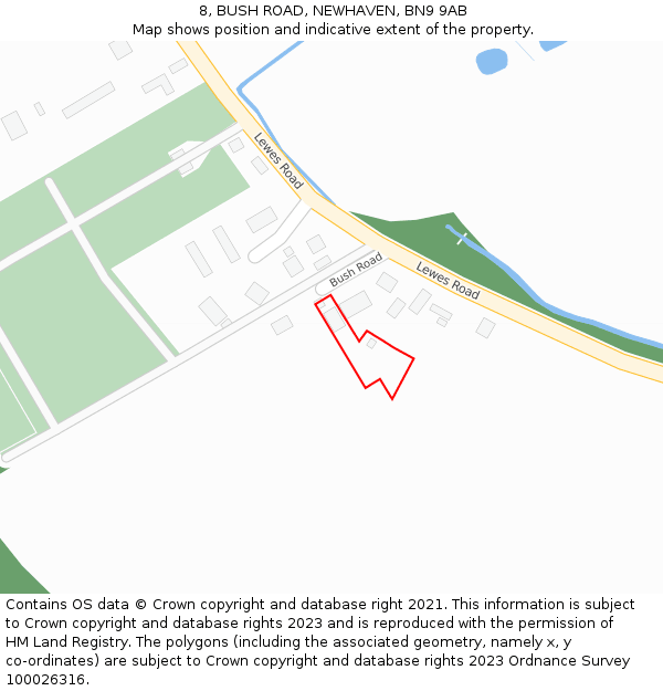 8, BUSH ROAD, NEWHAVEN, BN9 9AB: Location map and indicative extent of plot