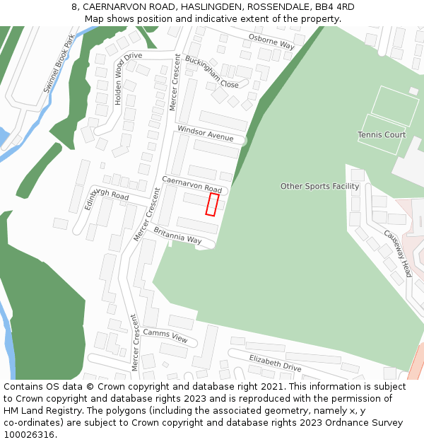 8, CAERNARVON ROAD, HASLINGDEN, ROSSENDALE, BB4 4RD: Location map and indicative extent of plot