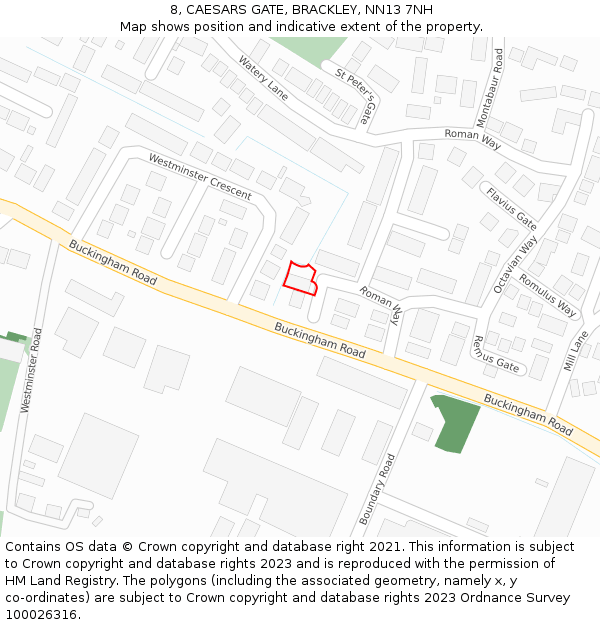 8, CAESARS GATE, BRACKLEY, NN13 7NH: Location map and indicative extent of plot