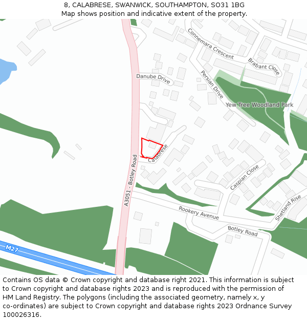 8, CALABRESE, SWANWICK, SOUTHAMPTON, SO31 1BG: Location map and indicative extent of plot