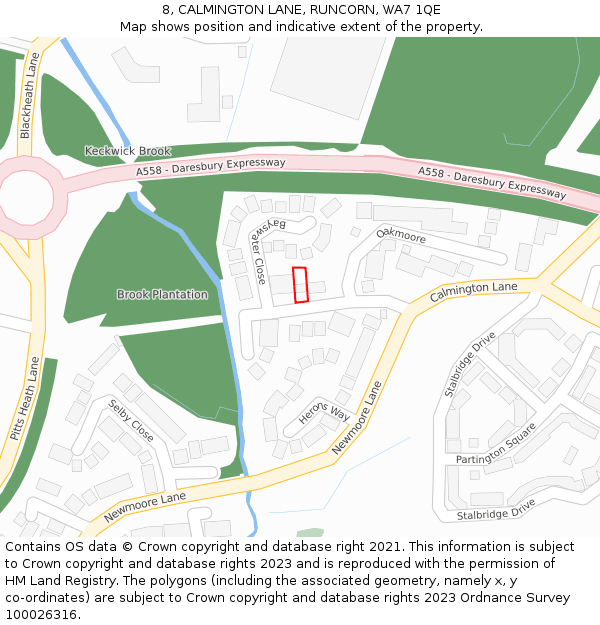 8, CALMINGTON LANE, RUNCORN, WA7 1QE: Location map and indicative extent of plot