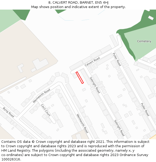 8, CALVERT ROAD, BARNET, EN5 4HJ: Location map and indicative extent of plot