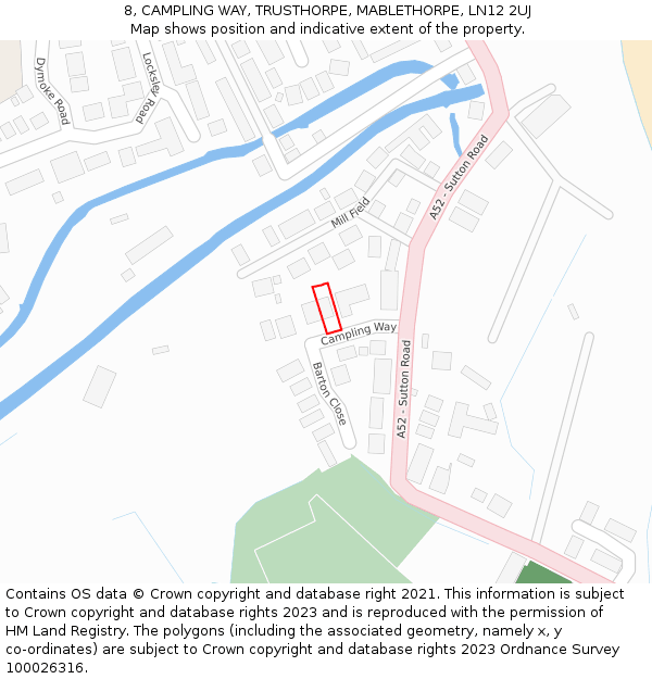 8, CAMPLING WAY, TRUSTHORPE, MABLETHORPE, LN12 2UJ: Location map and indicative extent of plot