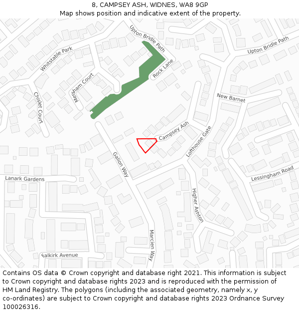 8, CAMPSEY ASH, WIDNES, WA8 9GP: Location map and indicative extent of plot