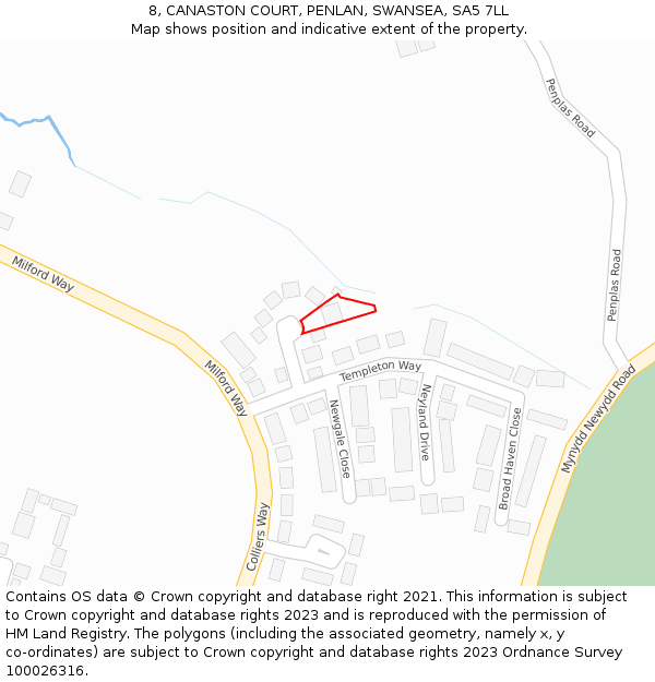 8, CANASTON COURT, PENLAN, SWANSEA, SA5 7LL: Location map and indicative extent of plot