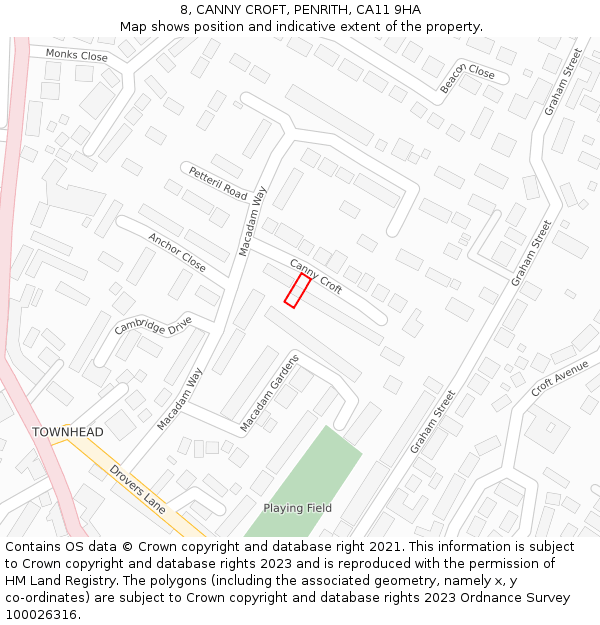 8, CANNY CROFT, PENRITH, CA11 9HA: Location map and indicative extent of plot