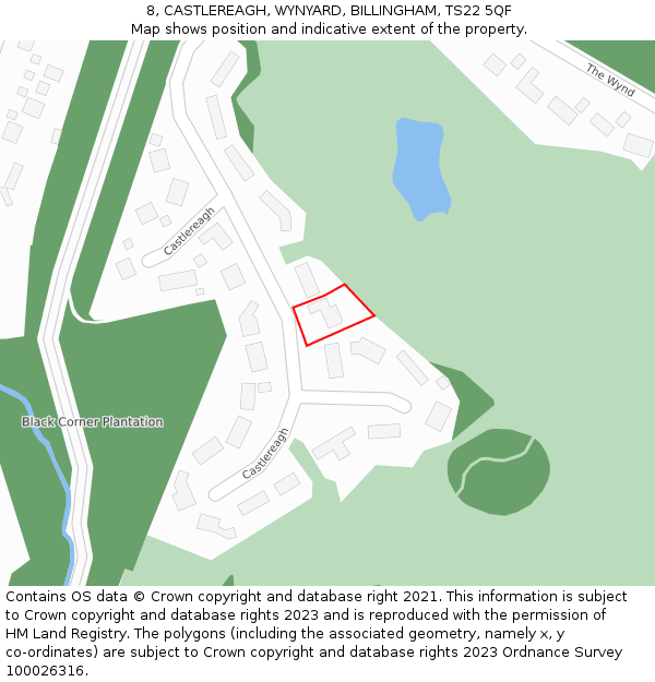 8, CASTLEREAGH, WYNYARD, BILLINGHAM, TS22 5QF: Location map and indicative extent of plot