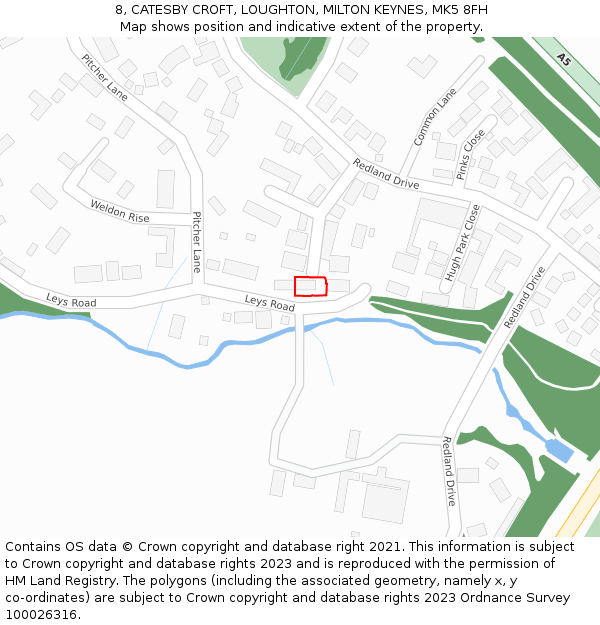 8, CATESBY CROFT, LOUGHTON, MILTON KEYNES, MK5 8FH: Location map and indicative extent of plot