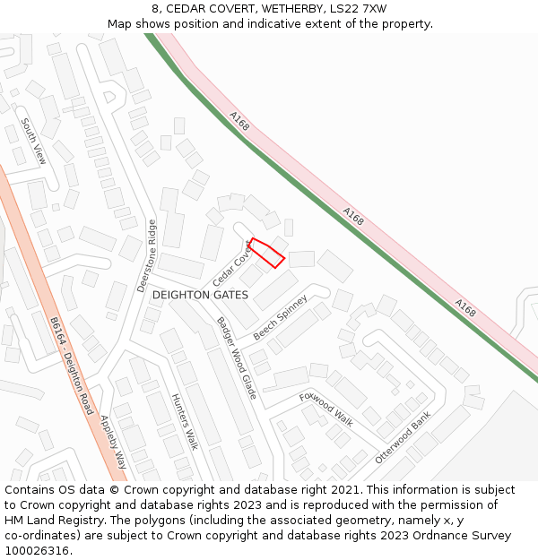 8, CEDAR COVERT, WETHERBY, LS22 7XW: Location map and indicative extent of plot