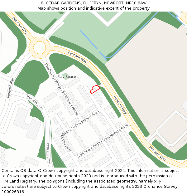 8, CEDAR GARDENS, DUFFRYN, NEWPORT, NP10 8AW: Location map and indicative extent of plot